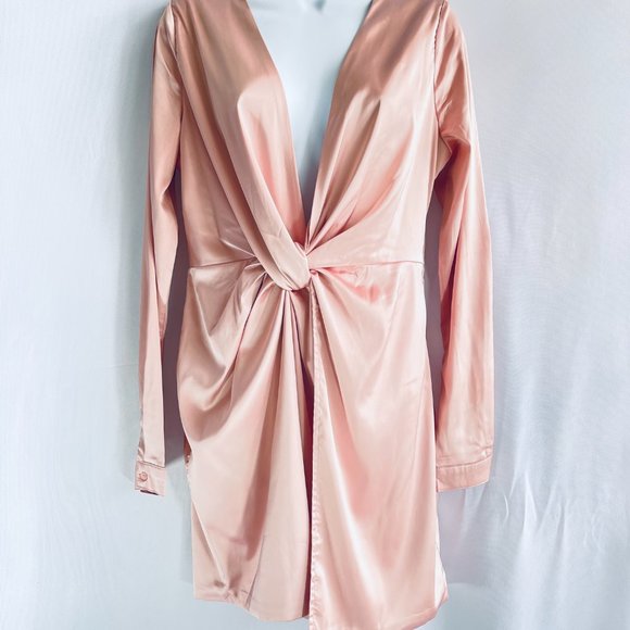 FASHIONNOVA PINK DRESS Long sleeve women's dress Atlas mini dress Party dress - Picture 13 of 13